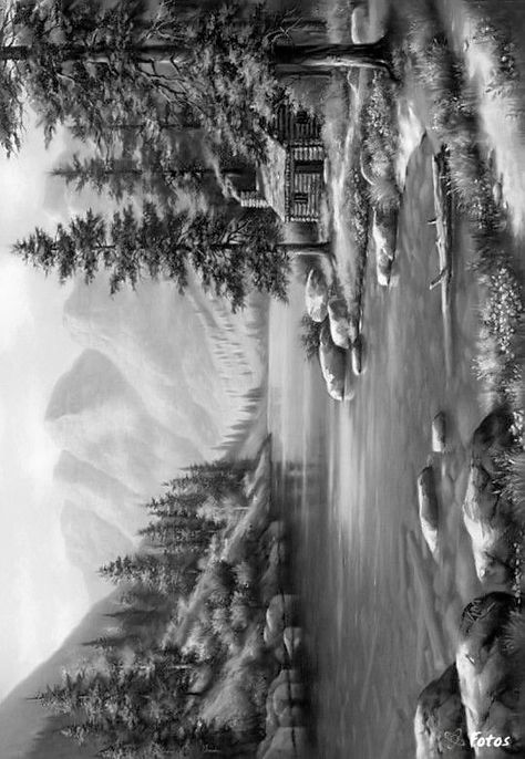 Pencil Sketches Landscape, Forest Sketch, Lukisan Lanskap, Landscape Pencil Drawings, Drawing Scenery, Forest Drawing, Realistic Sketch, Realistic Pencil Drawings, Nature Art Drawings