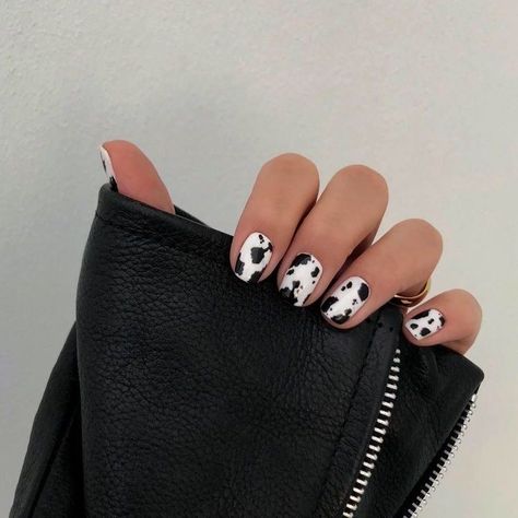 Cow Prints, Cow Nails, Nail Art Trends, Winter Nails Acrylic, White Nail Polish, Animal Print Nails, Manicure Ideas, Nail Swag, Nails 2020