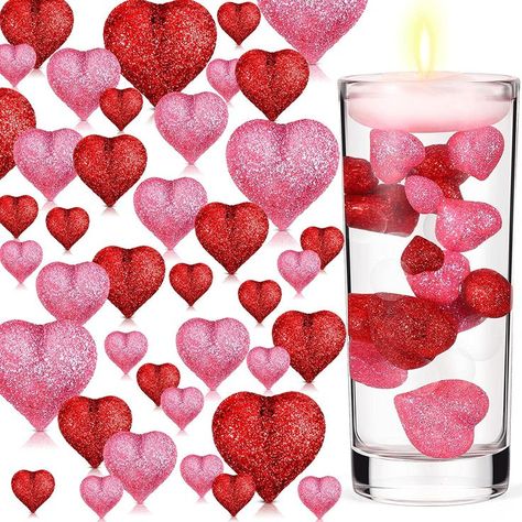 MTLEE 120 PCS Pearls of Heart Shaped for Vase Filler Heart Ornament for Floating Candles Centerpiece for Valentine's Day Wedding Dinning Table, 14/20/30... get here on amazon https://amzn.to/3GrZPsV Floating Candles Centerpiece, Floating Centerpieces, Floating Candle Centerpieces, Engagement Decorations, Water Beads, Vase Fillers, Candle Centerpieces, Valentines Day Weddings, Floating Candles