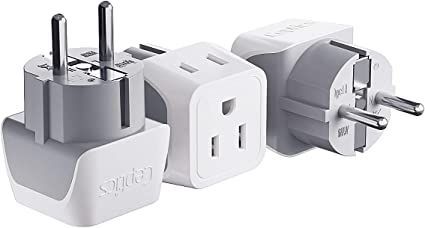 Ceptics Schuko Germany, France Plug Adapter, Dual Input - Ultra Compact Light Weight - Usa to Russia, South Korea Travel Adaptor Plug - Type E/F (3 Pack) Power Converters, Denmark Travel, South Korea Travel, Cell Phone Charger, Laptop Charger, Travel Adapter, Korea Travel, Adapter Plug, European Travel