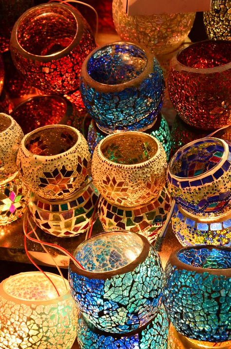 Spice Bazaar | slavkit | Flickr Diy Mosaic Projects, Mosaic Candle, Art Pierre, Mosaic Lamp, Stil Boho, Mosaic Mirror, Mirror Mosaic, Jewel Colors, Mosaic Projects