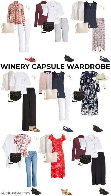 winery outfits that are chic and comfortable - what to wear to a winery Outfits To Wear To A Winery, Fall Napa Outfits Wine Country, Outfits For Napa Valley Spring, Winery Trip Ideas, Biltmore Estate Outfit Summer, What To Wear To A Winery In The Fall, What To Wear To A Winery In The Spring, Foods To Take To Winery, Wine Tour Outfit Summer