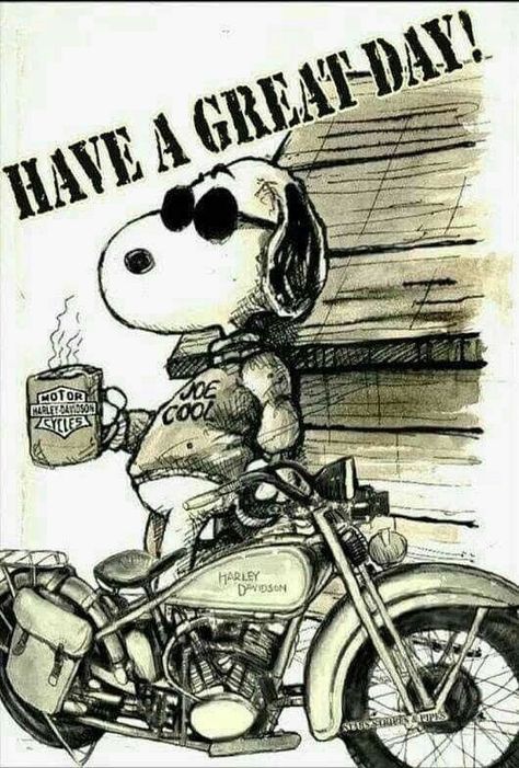 Funny Birthday Pictures, Best Birthday Quotes, Snoopy Funny, Biker Quotes, Happy Sunday Quotes, Snoopy Quotes, Snoopy Pictures, Biker Art, Joe Cool