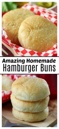 Hamburger Buns Recipe, Hamburger Bun Recipe, Homemade Hamburger Buns, Panini Hamburger, Homemade Buns, Homemade Hamburger, Homemade Bread Recipes Easy, Buns Recipe, Homemade Hamburgers