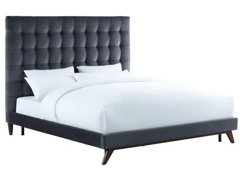 Grey velvet bed