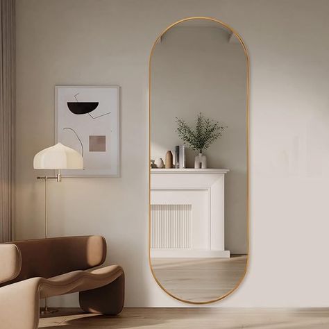 Amazon.com: Niccy Oval Full Length Mirror, 65"x22" Large Bedroom Wall-Mounted Mirror with Metal Frame, Decorative Modern Dressing Mirror for Bedroom Cloakroom Living Room Home Gym, Gold : Home & Kitchen Full Mirror Bedroom, Entryway Apartment, Large Gold Mirror, Full Wall Mirror, Mirror For Bedroom, Esthetician Room Decor, Wall Mirrors Entryway, Mirror Wall Living Room, Mirror Wall Bedroom