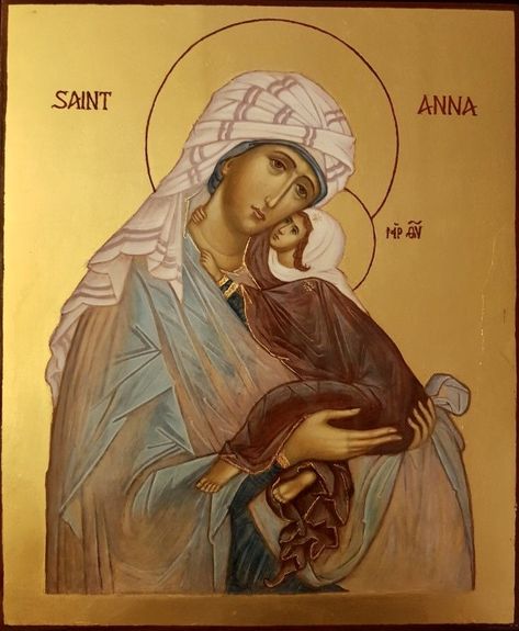 St. Anna Virgin Mary Painting, Greek Icons, Catholic Pictures, Blessed Mary, Orthodox Christian Icons, Religious Pictures, Religious Painting, St Anne, Jesus Christ Images