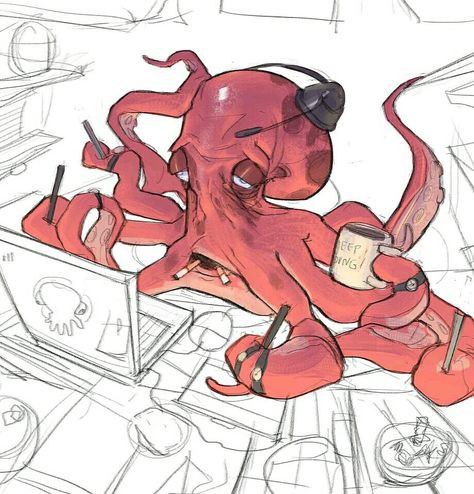 Octopus Animation, Otto Schmidt, Illustrations Art, Wow Art, Drawing Artist, Sketchbook Inspiration, Arte Fantasy, 영감을 주는 캐릭터, Illustration Character Design