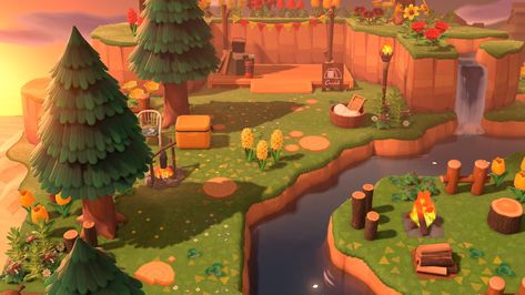 Animal Crossing Campsite Ideas, Animal Crossing Campsite, Campsite Ideas, Nature Hunt, Motif Acnl, Animal Crossing 3ds, Animal Crossing Guide, Weekend Crafts, Acnh Ideas