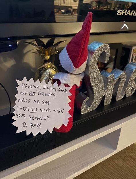 Elf For Not Listening, Elf Kids Not Listening, Elf On The Shelf Good Luck, Elf On The Shelf Ideas Not Listening, Religious Elf On The Shelf Ideas, Elf In The Shelf Arrival Ideas, Elf Warning, Christmas Gift Ideas For Toddlers, Gift Ideas For Toddlers