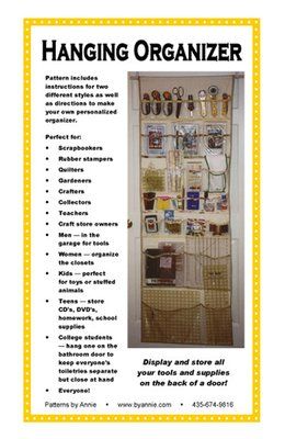 Patterns and supplies for quilters and fabric lovers: Shop | Category: Patterns by Annie | Product: Hanging Organizer Room Organisation, Over The Door Organizer, Teacher Craft, College School Supplies, Sewing Room Organization, Door Organizer, Hanging Organizer, Sewing Rooms, Sewing Organization