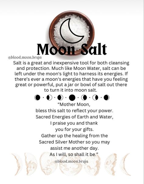 Salt Magick, Goddess Magick, Moon Water, Wiccan Magic, Witch Spirituality, Magic Spell Book, Grimoire Book, Magick Spells, Eclectic Witch