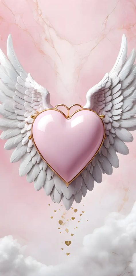 Angel Wings Wallpaper, Wings Wallpaper, Girly Wallpapers, Heaven Art, Backgrounds Phone, Pink Life, Heart With Wings, Backgrounds Phone Wallpapers, Cute Disney Wallpaper