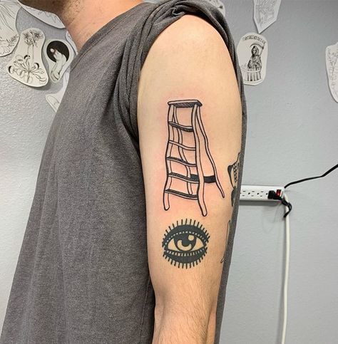 Ladder Tattoo Ideas, Ladder Tattoo, Leg Tats, Portland Tattoo, Flash Tattoo Designs, Arm Tattoos, Blackwork Tattoo, Tattoo Style, Flash Tattoo