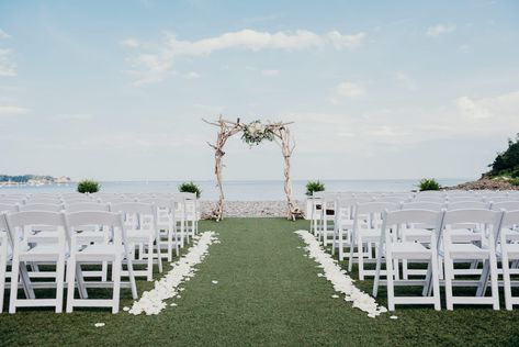 Beach Wedding New England, Oceanview Nahant Wedding, New England Beach Wedding, Coastal New England Wedding, Waterfront Wedding Ideas, Lake View Wedding, New England Wedding Venues, Eucalyptus Color, Cape Cod Wedding Venues