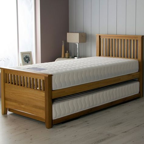 Airsprung Beds Falmouth Pocket Daybed with Trundle and Mattress & Reviews | Wayfair.co.uk Bed Fold, Bed Murphy, Small Flats, Trundle Bed Frame, Sofa Daybed, Hidden Bed, Wood Daybed, Single Bed Frame, Daybed With Trundle