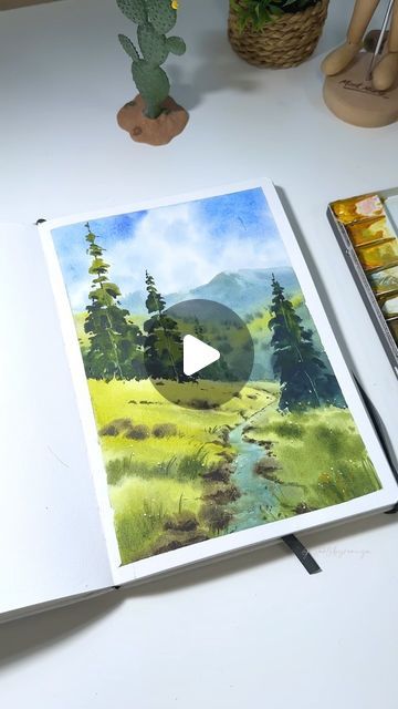 Raniya Ali on Instagram: "I never get bored of painting beautiful lush mountain landscapes! Are you tired of seeing? 😄
.
.
.
.
.
.
.
.
.
.
.
.
.
.
.
.
.
.
#watercolorlandscapes 
#watercolorforbeginners #paintingprocess #watercolortrees #watercolor_zone #watercolorillustrations #landscapepainting #share_watercolors #naturepainting #watercolourartistsoninstagram #watercolourartist #landscapepainting #inspiring_watercolor #modernwatercolor #watercolor_art #watercolorph #watercolorblog #treeillustration #watercolorsketch  #watercolorlovers #watercoloraddict #landscapeillustration #treeart 
#treeillustration  #watercolorpaints  #watercolor_guide #paintwithme #watercolor_daily #waterblog 

Watercolor landscape Watercolor painting landscape illustration tree painting nature art landscape paintin Tree Painting Easy, Watercolor Painting Landscape, Landscape Painting Watercolor, Illustration Tree, Watercolor Blog, Watercolor Beginner, Watercolor Tutorial, Painting Nature, Scenery Paintings