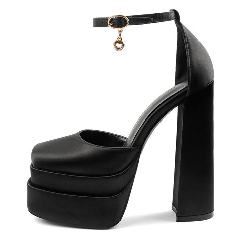 PRICES MAY VARY. 👠Heel approx 15cm/5.9-inches. Platform approx 6cm/2.36-inches, super sexy but a stable plaform heels 👠Double-layer platforms and block heels design, make you walk stabliy, the best choice for party shoes 👠Ankle buckle design to fit your ankle better, shiny diamond make you the star at the party 👠Match with stockings/dress/jeans/pants, a perfect choice for daily/dating/shopping/party 👠Convenient logistics for exchange and return，a variety of colors, you can choose Closed Toe Block Heels, Disco Shoes, 70s Shoes, Heels Rhinestone, Rhinestone Party, Shoes Prom, Ankle Strap Chunky Heels, Platform Shoe, Square Toe Shoes