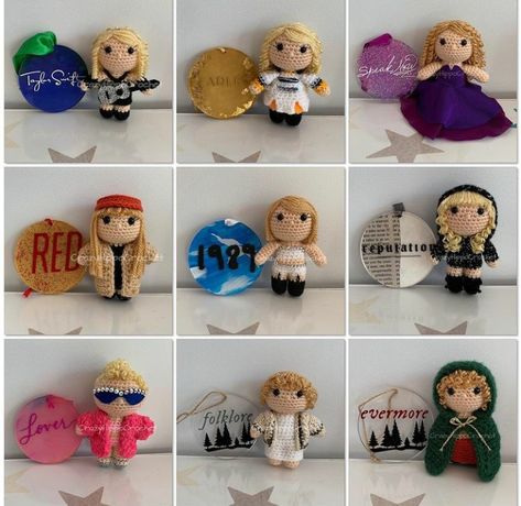 Crochet Taylor Swift Doll Pattern, Crochet Projects Taylor Swift, Taylor Swift Eras Crochet, Taylor Swift Crochet Doll Pattern, Taylor Swift Crochet Projects, Taylor Swift Presents Ideas, Taylor Swift Projects, Cute Taylor Swift Crafts, Taylor Swift Knitting