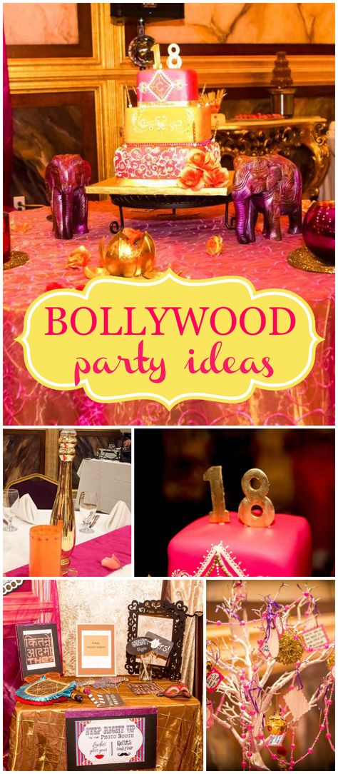 Such a gorgeous Bollywood party! Love the jewel  tones! See more party planning ideas at CatchMyParty.com! Bollywood Theme Mehndi, Bollywood Table Decor, Bollywood Dinner Party, Bombay Theme Party, Bollywood Centerpieces, Bollywood Theme Birthday Party, Bollywood Theme Decor Ideas, Bollywood Night Decor, Bollywood Retro Theme Party Decoration