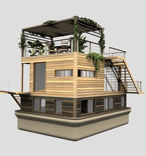 houseboat – casa flotante. Sailboat Plans, Floating Homes, Free Boat Plans, Wooden Boat Plans, Water House, Boat Model, Floating House, Houseboat, Miniature Houses