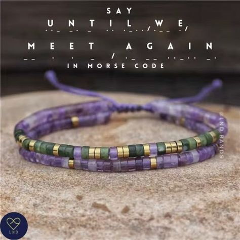 Our morse code bracelet is more than just accessory - its pattern holds meaning and purpose. Introducing "Until We Meet Again" Morse Code Bracelet, a poignant tribute for those who've lost someone dear. Crafted with precision, each bead carries a hidden message in Morse code, spelling out the heartfelt sentiment "Until we meet again." Symbolizing remembrance and hope, this bracelet serves as a comforting keepsake, a reminder that love transcends time and space. Wear it as a token of solace a... Code Morse, Until We Meet Again, Memorial Bracelet, Morse Code Bracelet, Hidden Message, Meet Again, Losing Someone, Time And Space, Morse Code