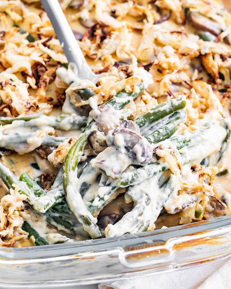 Leftover Green Beans, Homemade Green Bean Casserole, Green Bean Casserole Easy, Dinner Thanksgiving, Greenbean Casserole Recipe, How To Cook Mushrooms, Frozen Green Beans, Roasted Mushrooms, Fresh Green Beans