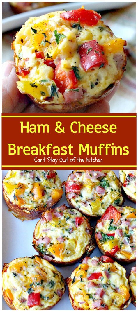 Ham and Cheese Breakfast Muffins | Can't Stay Out of the Kitchen Butternut Squash Breakfast, Ham And Cheese Breakfast, Potato Muffins, Cheese Breakfast, Delicious Gluten Free Recipes, Hash Brown, Breakfast Muffins, Breakfast Recipes Casserole, Breakfast Brunch Recipes