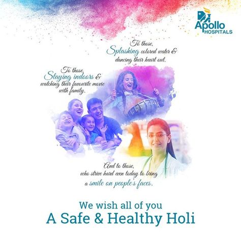 Like the festival of Holi, may your life also flourish with colors. Apollo Hospitals wishes you a very Happy Holi. Holi Poster, Happy Holi Wishes, Holi Wishes, Happy Janmashtami, Cute Love Images, Happy Holi, God Illustrations, Creative Ads, The Festival