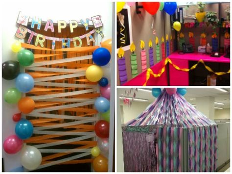 Cubicle Birthday Decorations, Office Birthday Decorations, Birthday Pranks, Birthday Surprise Ideas, Decorating Office, Office Birthday Party, Office Pranks, Surprise Ideas, Coworkers Birthday