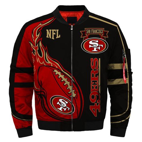 San Francisco 49ers Fans Bomber Jacket Men Women Cotton-Padded Air Force One Flight Jacket Unisex Coat MA031 49ers Apparel, 49ers Jacket, 49ers Hoodie, San Francisco 49ers Logo, 49ers Fans, Nfl San Francisco, Mens Winter, Winter Jacket Men, Flight Jacket