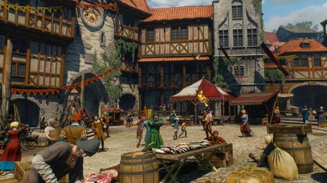 Dark Fantasy World, Environment References, Fantasy Village, Village Art, Concept Art Tutorial, Witcher 3 Wild Hunt, Medieval Life, Medieval World, Level Design