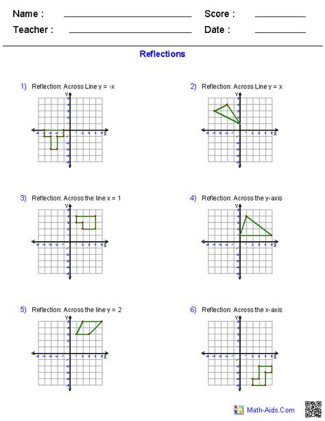 Reflections Worksheets Transformations Geometry, Transformation Geometry, Reflection Math, Translations Math, Transformations Math, Coordinate Plane Worksheets, Energy Transformation, Geometry Lessons, Teaching Geometry