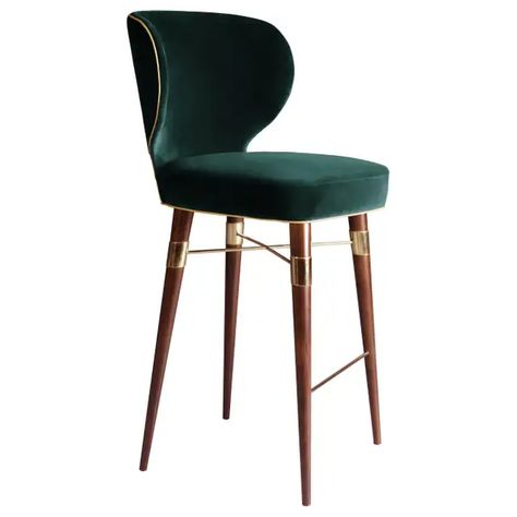 1stDibs: Antique and Modern Furniture, Jewelry, Fashion & Art Stool Upholstery, Bar Chair, Club Chair, Green Velvet, Bar Stool, 21st Century, Restaurant Bar, Walnut, Velvet