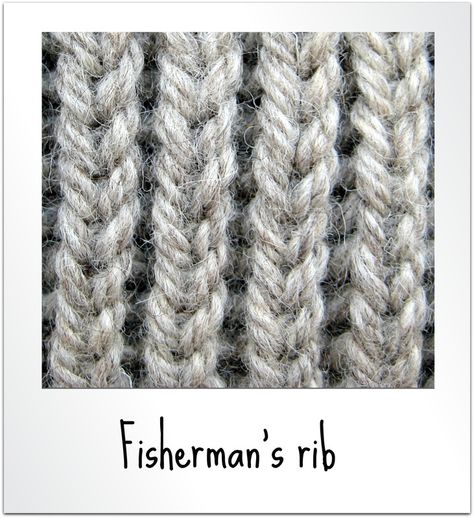 Picture Rib Stitch Knitting, Fisherman's Rib, Rib Knitting, Fishermans Rib, Knitting Stitches Tutorial, Knitting Tutorials, Knit Stitches, Needle Crafts, Knitting Blogs