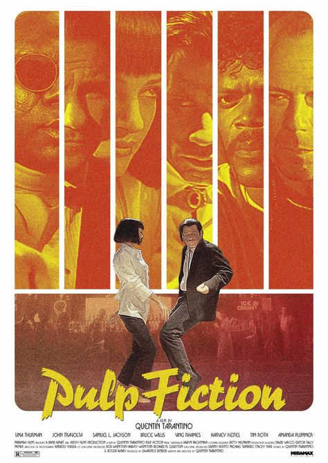 Poster Escape (@PosterEscape) on X Pulp Fiction 1994, Amanda Plummer, Samuel L Jackson, Tim Roth, Christopher Walken, Uma Thurman, John Travolta, Bruce Willis, Movie Poster Art