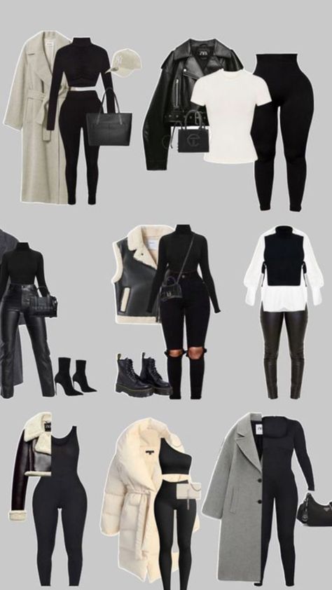 80s R&b Fashion, All Black Lace Outfit, Dinner To Club Outfit Night Out, Mall Outfits Black Women, Leather Jacket Outfit With Dress, 77 Degree Weather Outfit, All Black Outfit For Work Salon, Gray And Black Outfits, Cute Classy Outfits