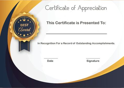 Sample Certificate Of Recognition, Awards Certificates Design, Certificate Of Appreciation Template, Certificate Of Recognition Template, Appreciation Template, Certificate Layout, Volunteer Recognition, Free Printable Certificates, Free Gift Certificate Template