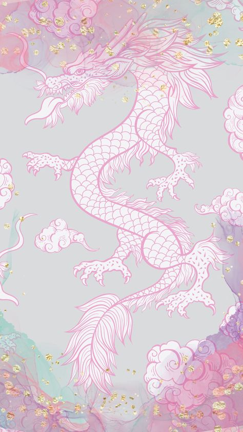 Pink dragon background for phone! Pink Chinese Wallpaper, Dragon Print Aesthetic, Marinadanial_ Wallpaper, Iphone Cute Wallpaper Pink, Asian Dragon Wallpaper, Aesthetic Dragon Wallpaper, Pink Fantasy Wallpaper, Pink Dragon Wallpaper, Pink Dragon Aesthetic