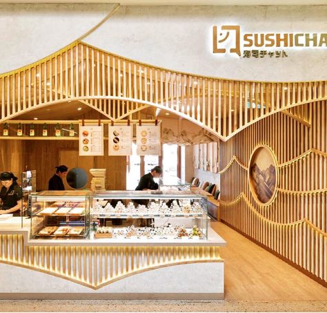 Span Design on Instagram: “Check out our latest job: Sushi Chat. The charm of the mountain form#design #sushi #interiordesign #interiorstyle” Counter Signage, Homeless Shelter Design, Concealed Lighting, Abstract Scenery, Shop Entrance, Japanese Restaurant Interior, Sushi Shop, Food Counter, Designer Tiles