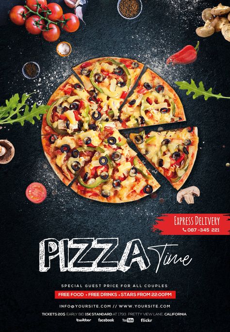 Pizza Fundraiser, Pizza Menu Design, Pizza Flyer, Pizza Poster, Pizza Menu, Menu Flyer, Pizza Design, Free Brochure Template, Restaurant Flyer