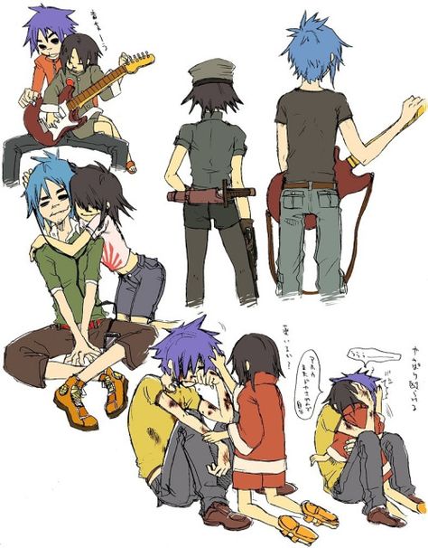 2d And Noodle Ship, 2d And Noodle Siblings, Gorillaz 2 D, 2d And Noodle, 2-d Gorillaz, Gorillaz Noodle, Gorillaz Fan Art, Monkeys Band, Jamie Hewlett