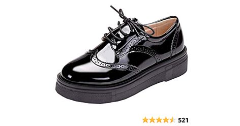 Amazon.com | DADAWEN Women's Platform Lace-Up Comfort Wingtips Square Toe Oxford Shoes Brogues | Oxfords Oxford Shoes For Women, Brogues Womens, Oxford Platform Shoes, Patent Leather Oxfords, Creepers Shoes, Oxford Brogues, Saddle Shoes, Women Platform Shoes, Lace Up Flats