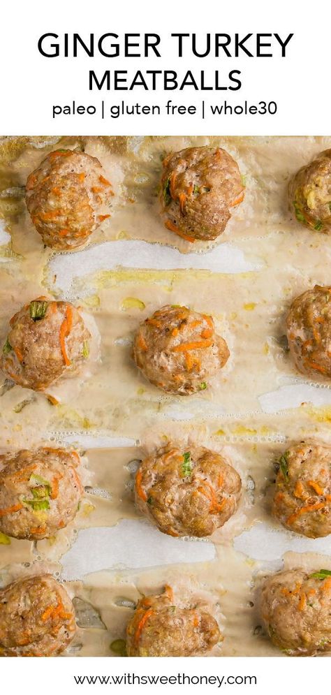 Ginger Turkey Meatballs, Paleo Turkey Meatballs, Whole30 Easy, Turkey Meatballs Healthy, Shredded Carrots, Recipes Paleo, Healthy Family Dinners, Turkey Meatballs, Healthy Ingredients