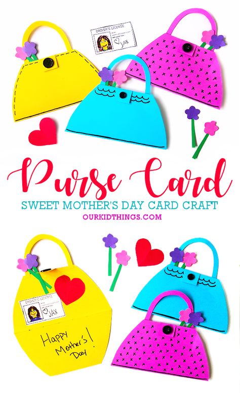 Mother’s Day Purse Card Craft Moms Day Crafts Preschool, Mothers Day Card Crafts For Kids, Mother ́s Day Cards For Kids, Free Mothers Day Crafts For Kids, Purse Crafts For Kids, Mother's Day Cards Made By Kids, Mother’s Day Card Craft Preschool, Mothers Day Cards For Kids, Mother's Day Craft