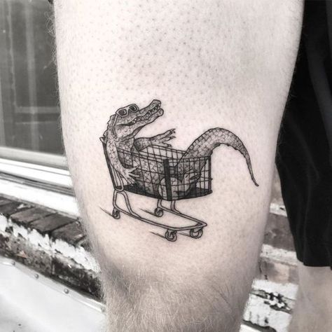 Caroline Polachek Tattoo, Clever Tattoos For Guys, Funny Animal Tattoos, Crocodile Tattoo Design, 000 Tattoo, Hai Tattoo, Alligator Tattoo, Crocodile Tattoo, Lettering Tattoos