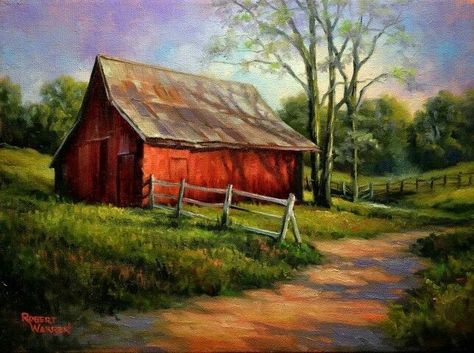 Country Scenes Farms Landscapes, Barn Paintings On Canvas, Old Barn Paintings, Farm Scene Painting, Red Barn Painting, Watercolor Barns, Barn Pictures, Farm Paintings, Barn Painting