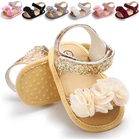 Amazon.com | Infant Baby Girls Summer Sandals with Flower Soft Sole Newborn Toddler First Walker Crib Dress Shoes(0-18 Months) 0-6 Months M US Infant, B-Gold Baby Girl Sandals | Sandals Lace Sandals, Flower Sandals, Baby Sandals, Princess Shoes, Kids Fashion Clothes, Girls Sweet