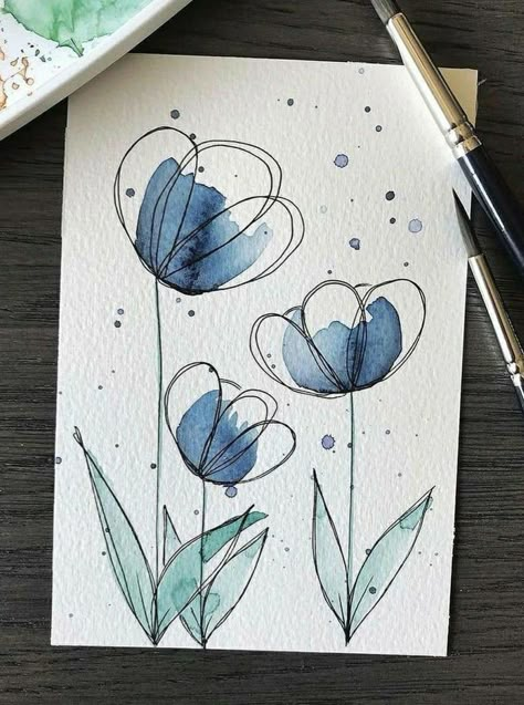 Diy Watercolor Painting, Diy Gifts For Friends, Watercolor Flower Art, Card Drawing, 수채화 그림, Watercolor Art Lessons, Book Art Diy, Watercolor Flower, Diy Art Painting