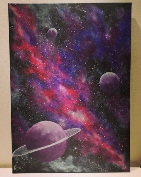 Universe Painting Ideas, Universe Oil Painting, Oil Pastel Space Art, How To Paint Space, Paintings Of Space, Universe Painting Easy, Trippy Galaxy Painting, Universe Drawing Galaxies, Space Oil Painting